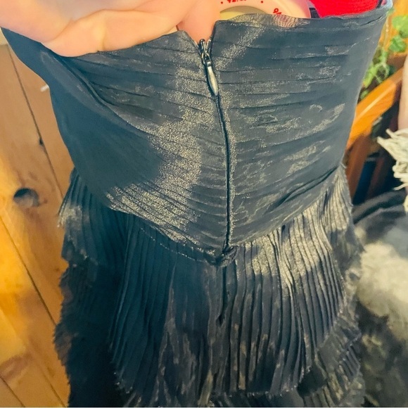 CALVIN KLEIN classy black formal cocktail dress size 14 with ruffles v-neck - Picture 5 of 8